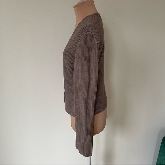 St. John Wool Rayon Knit Light Brown Open Front Cardigan Sweater EUC Size XS - Picture 2 of 9